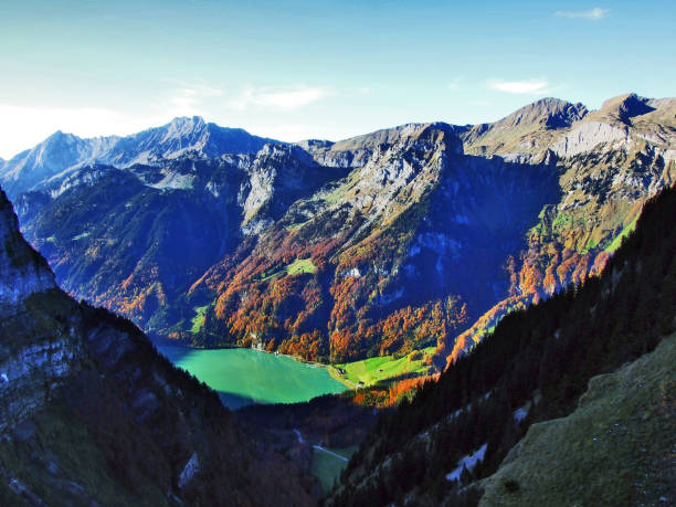 istock Alpine lake Klontalersee in mountain range Glarus Alps 1126455236