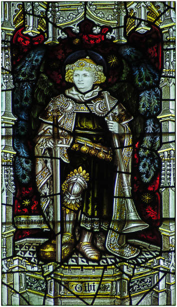 istock Stained glass windows in old church 1126456413