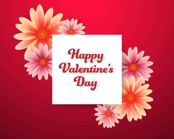 istock Happy Valentine's day colorful flowers red background. 1126456834
