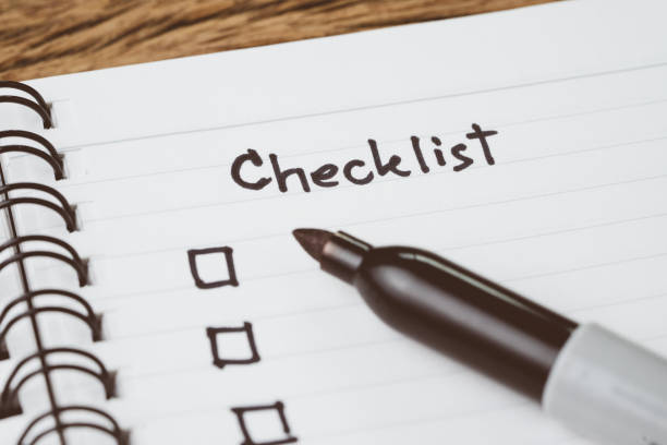 istock Selective focus on handwriting headline the word Checklist with black marker pen and check box on small notepad on wood table, to do list, prioritize or reminder for project or plan 1126460171