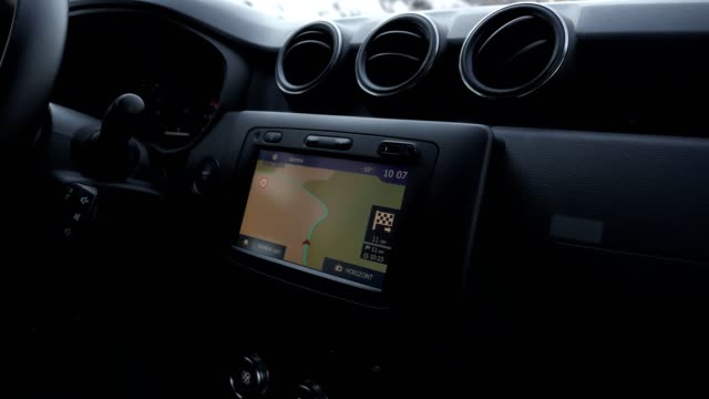 GPS module integrated in a car, close up, technology innovations, road navigation