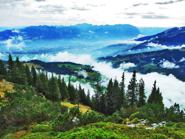 istock Fall colors in forests of Alpstein mountain range and Thur River valley 1126469590
