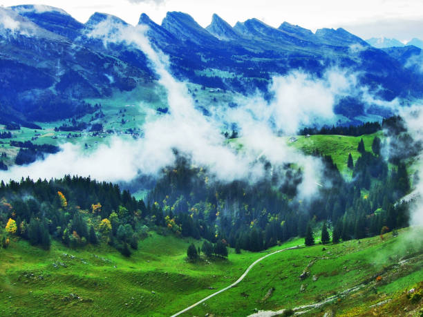 istock Panorama towards the Alpine peaks in the Churfirsten mountain chain 1126471796