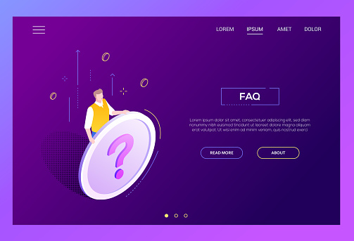 Faq Section Modern Isometric Vector Web Banner Stock Illustration ...