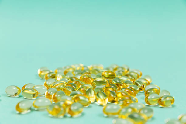istock Cod liver oil omega 3 gel capsules with copy space 1126477513