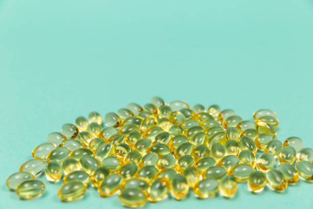 istock Cod liver oil omega 3 gel capsules with copy space 1126477554