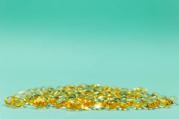 istock Cod liver oil omega 3 gel capsules with copy space 1126477584