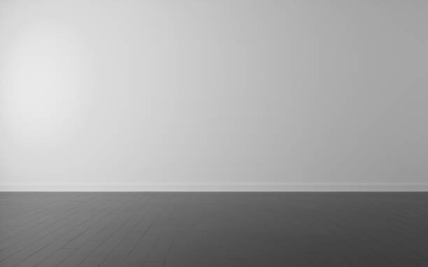 istock 3D stimulate of white empty room and dark laminate floor with sun light cast shadow on the wall,Perspective of minimal design architecture 1126483561