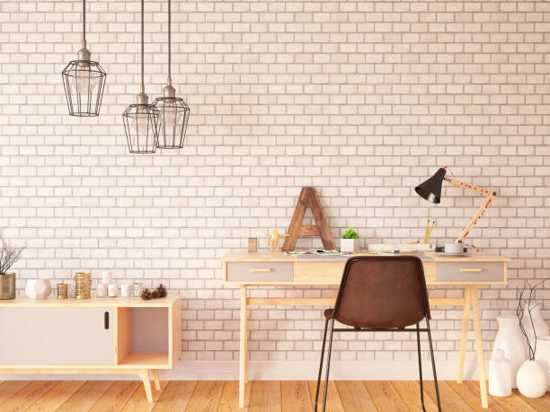 Indoor Workspace with Plants and Desk