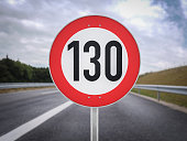 130 speedlimit German Autobahn 3d illustration