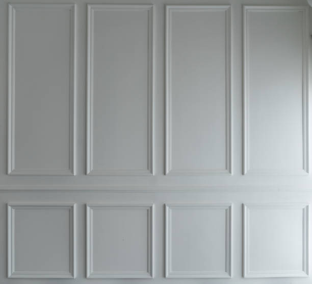 istock Classice wooden stripe frame install on white painted wall / background concept/ set scene / natural light 1126488443