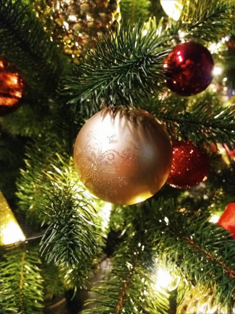 istock Christmas tree beautifully decorated with Christmas decorations and a garland 1126494048