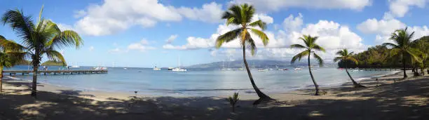 Photo of Superb panoramic view of the beautiful beach of Anse à l'Ane near the village of Trois-Ilets in Martinique facing the city of Fort-de-France