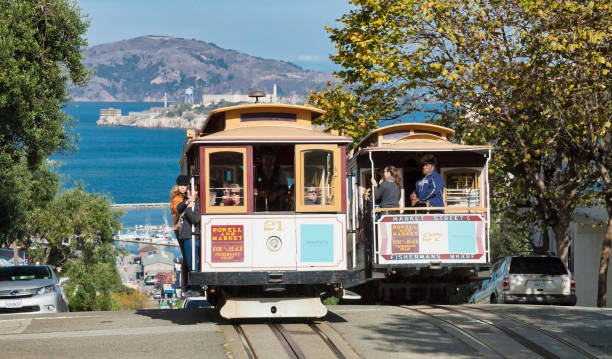 샌 프란 시스 코, 케이블카, 트램 - alcatraz island tourism san francisco bay area san francisco county 뉴스 사진 이미지