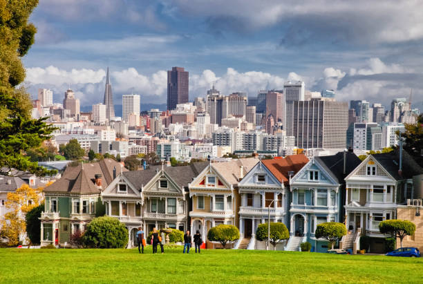 painted ladies - san francisco county san francisco bay area house painted ladies foto e immagini stock