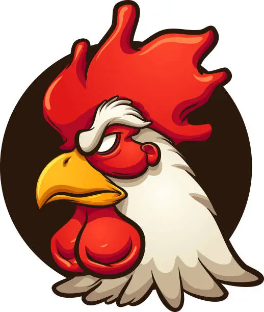 Vector illustration of Angry cartoon rooster