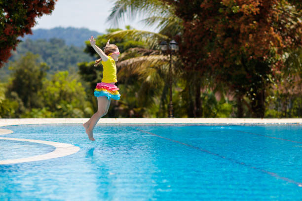 istock Child in swimming pool. Summer vacation with kids. 1126501925
