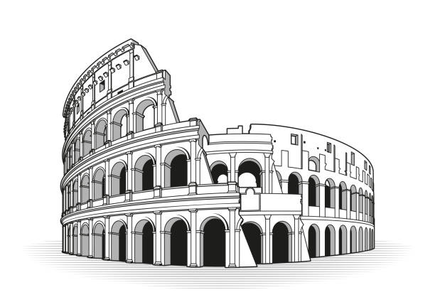 kolosseum in rom, italien-illustration - coliseum stock-grafiken, -clipart, -cartoons und -symbole