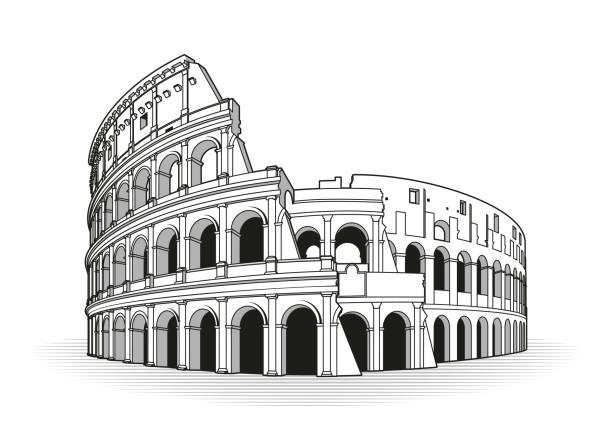 bildbanksillustrationer, clip art samt tecknat material och ikoner med colosseum i rom, italien illustration - ancient rome forum