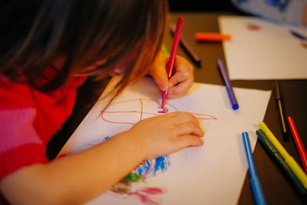 istock Group of kindergarten kids friends drawing 1126505896