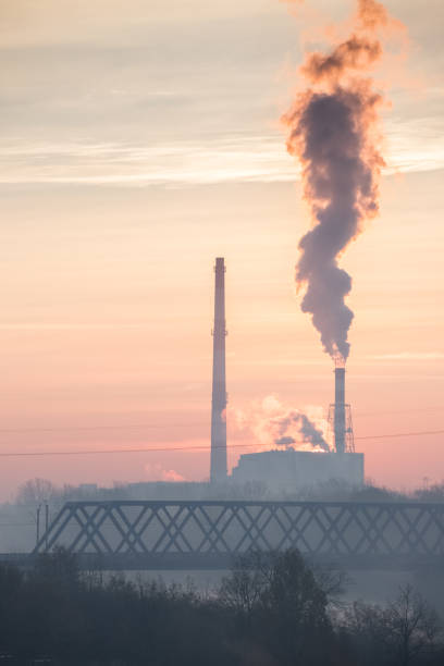 istock Thermal power plant with railway bridge 1126506071