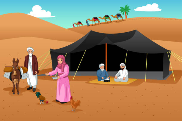 People Living in the Desert Illustration A vector illustration of People Living in the Desert hot male drawing stock illustrations