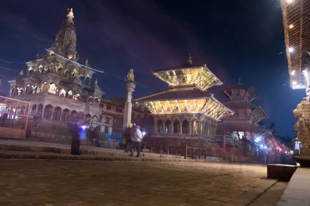 KATHMANDU, NEPAL -MAY 5: Krishna Mandir in Patan on Jan 16, 2019. Patan is listed as a World Heritage by UNESCO, the temples has thousand years of history