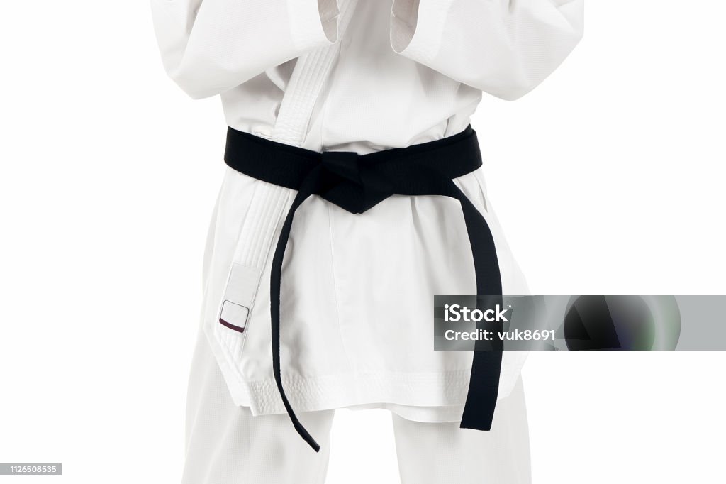 Karate fighter Karate fighter, black belt, isolated on white background Black Belt Stock Photo