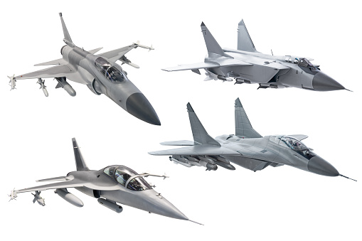 Three F-4 phantom fighter jet