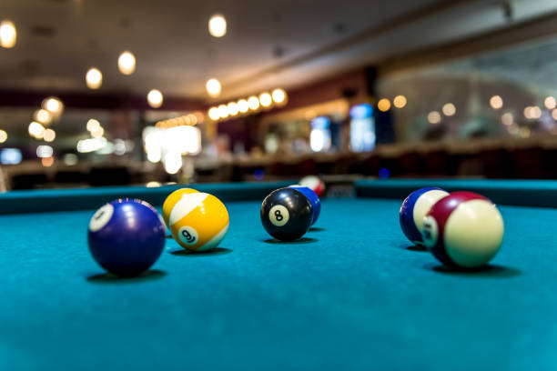 istock Colorful billiard balls on table, game and gambling 1126518860