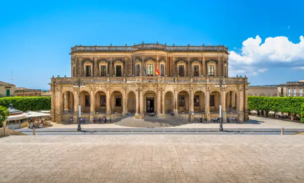Photo of Palazzo Ducezio, seat of the municipality of Noto. Province of Syracuse, Sicily, Italy.