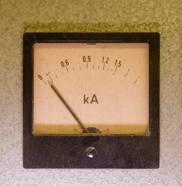 istock Old analog instrument - Ampere meter isolated on grey background 1126522091