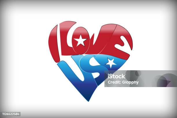 I Love Usa In A Heart Love Icon Vector Image Stock Illustration - Download Image Now - American Culture, American Flag, Apartment