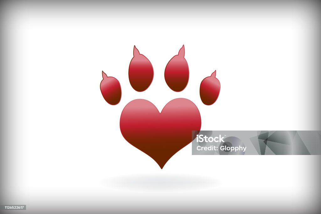 Paw print vector icon Paw print dog vector icon design image template Heart Shape stock vector