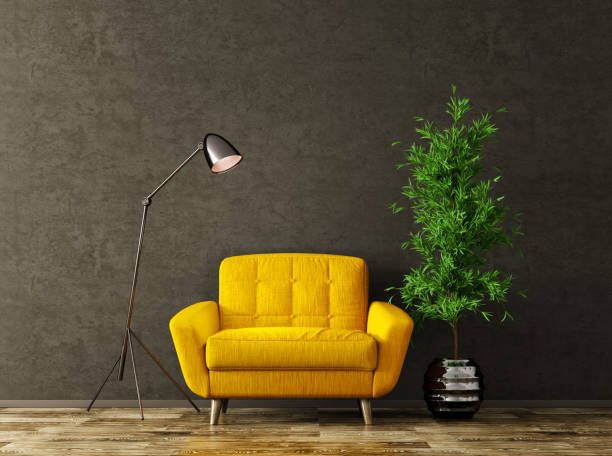 istock Interior with yellow armchair 3d rendering 1126523998