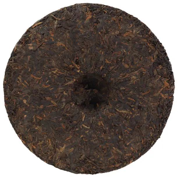 Round Ripe Black Shu Chinese Yunnan Puerh Tea isolaited round shape