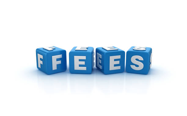 fees buzzword cubes - 3d rendering - buzzword imagens e fotografias de stock