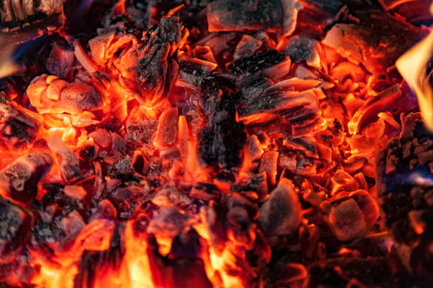 istock Glowing embers in hot red color, abstract background 1126531567