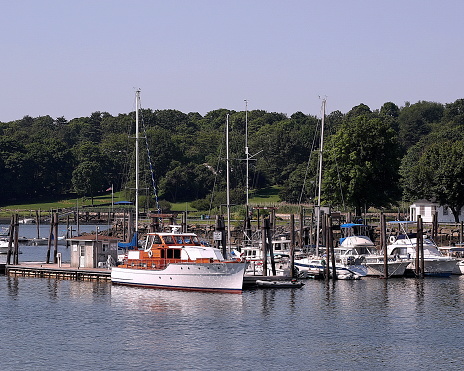 Boats anchored in the bay - Greenwich, Connecticut
