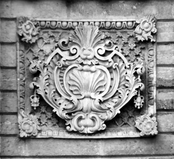 istock Old Stone Flower Carving Motif 1126532129
