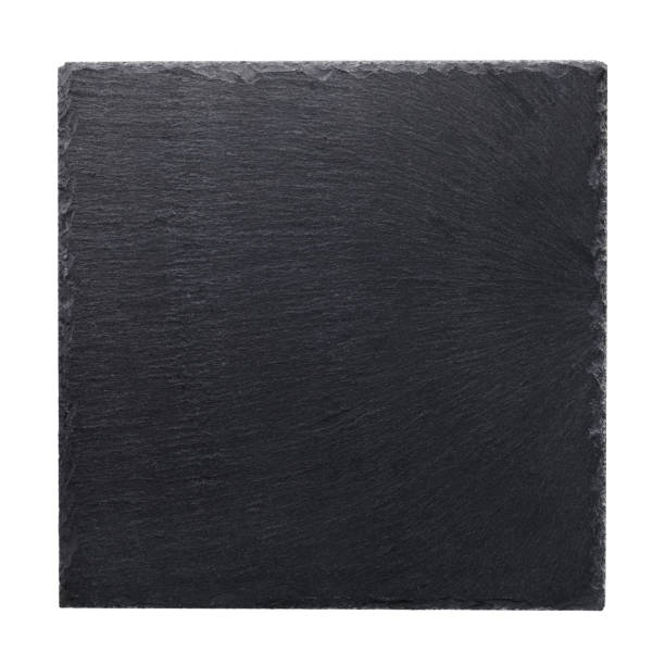 istock Black stone slate stand isolated on white background, top view 1126533651