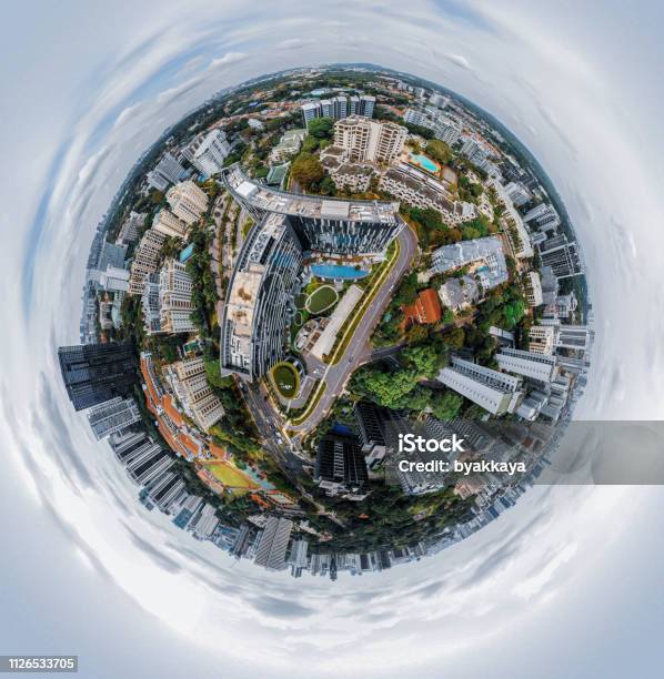 Spherical Panorama Of 360 Singapur Stock Photo - Download Image Now - 360-Degree View, Singapore, Singapore City