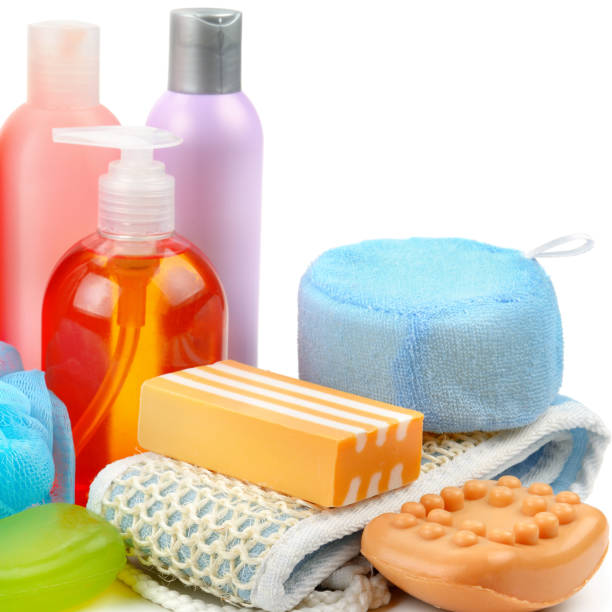 istock Shampoo, soap and bath sponge isolated on white background. 1126533750