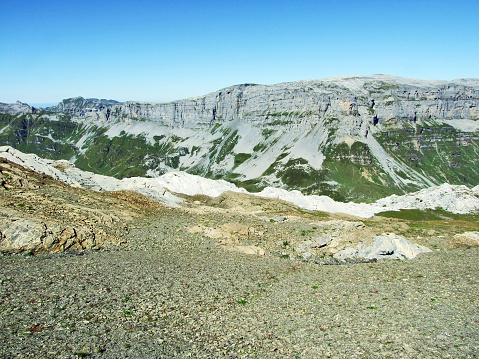 The massive Alpine mountain plateau and the top of Glatten - Canton of Uri, Switzerland