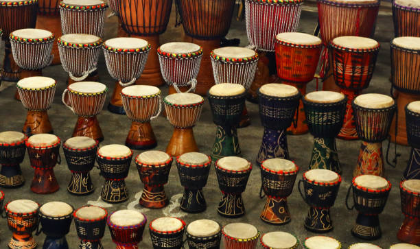 Market with traditional drums