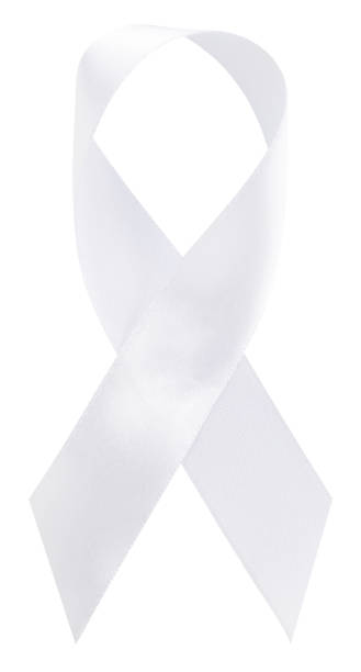 istock white ribbon for raising awareness on Lung cancer, Bone cancer, Multiple Sclerosis, Severe Combined Immune Deficiency Disease (SCID) and Newborn Screening symbol., isolated on white 1126540986