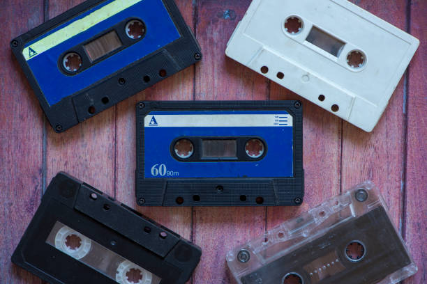istock Several old analog cassette tapes of various colors 1126542542