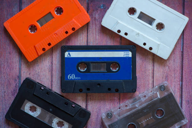 istock Several old analog cassette tapes of various colors 1126542546