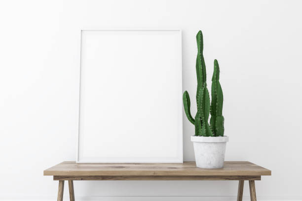 istock White living room, poster on table 1126543553