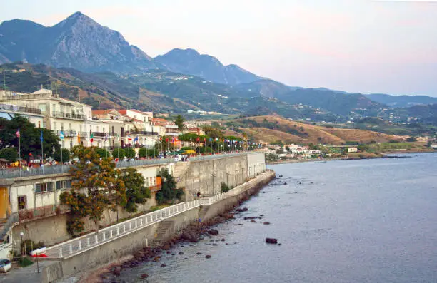 view of Diamante at sunset, Calabria, Italy